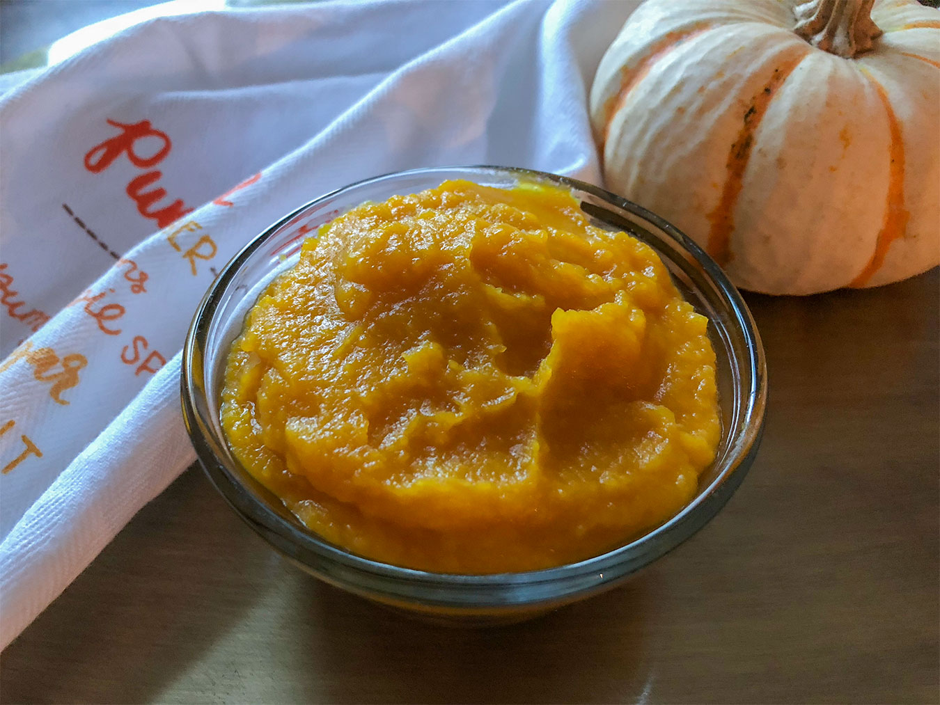 pumpkin puree in a small bowl