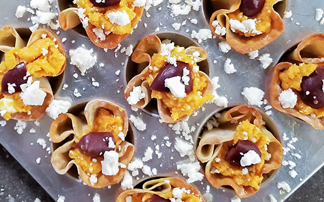 Sweet Potato Feta Wonton Cups