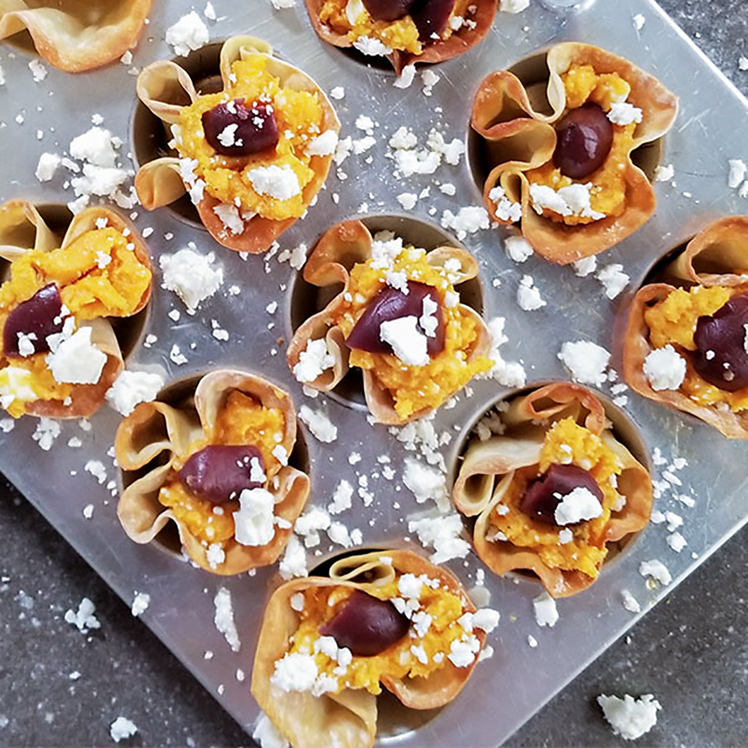 Sweet Potato Feta Wonton Cups