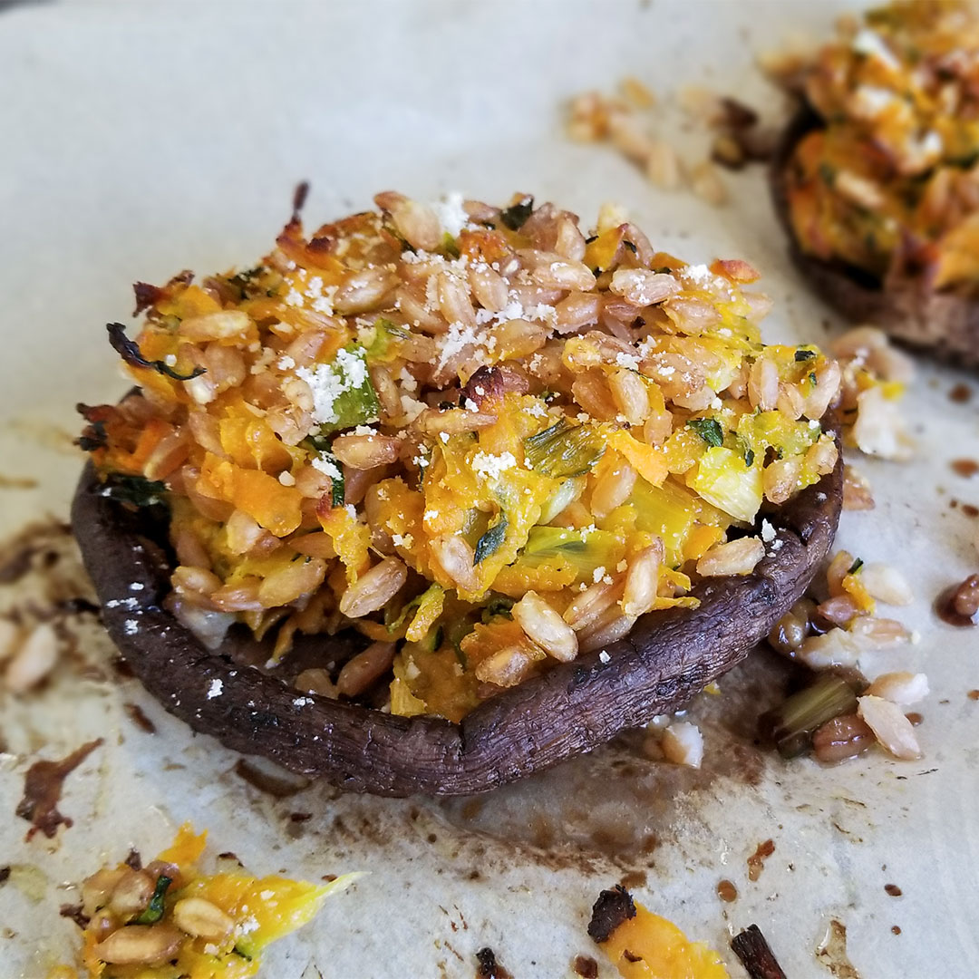 Farro Stuffed Portobello Mushrooms