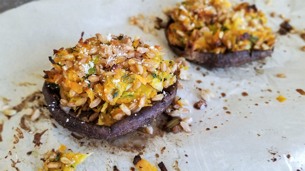 Farro Stuffed Portobello Mushrooms