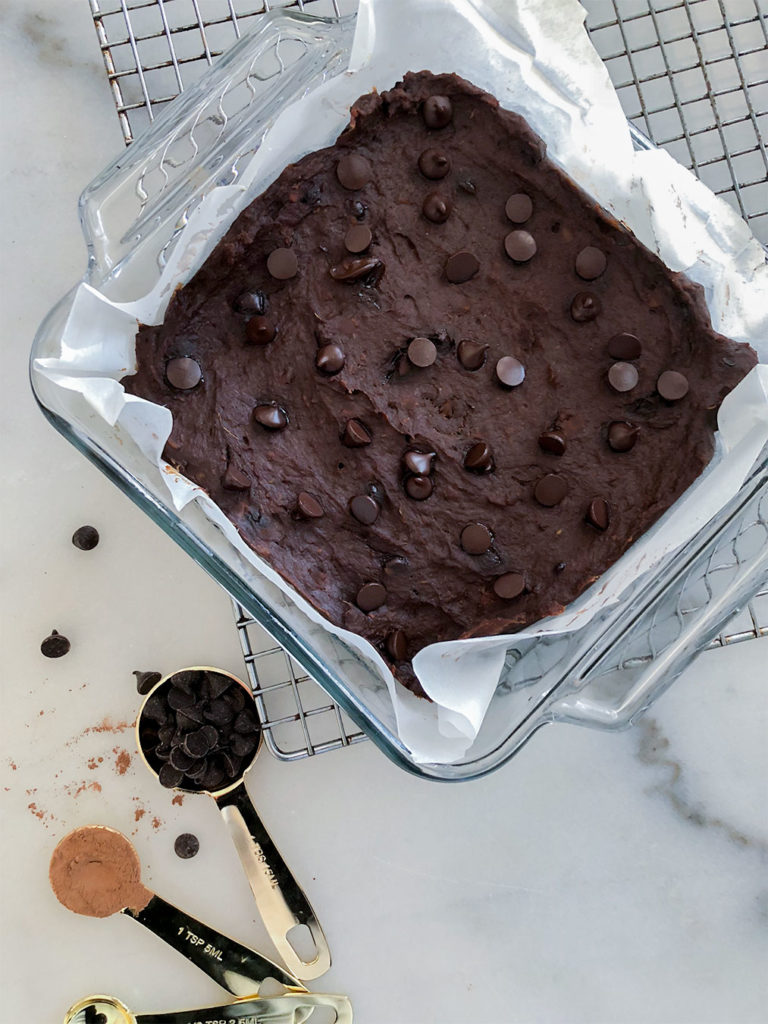 Flourless Chocolate Brownies in a baking dish