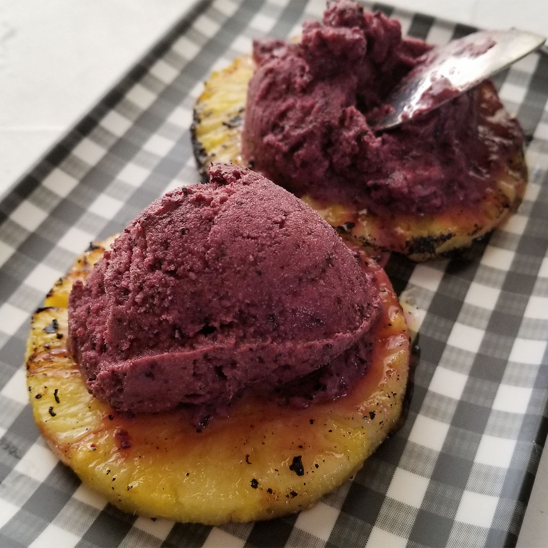 Grilled Pineapple with Frozen Blueberry Yogurt