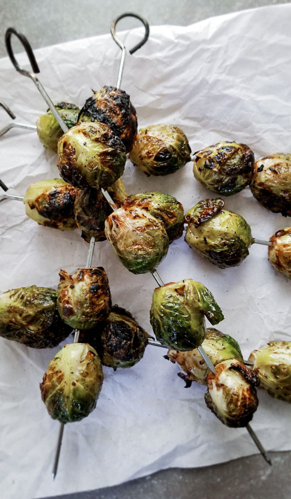 Grilled Brussels Sprouts on skewers