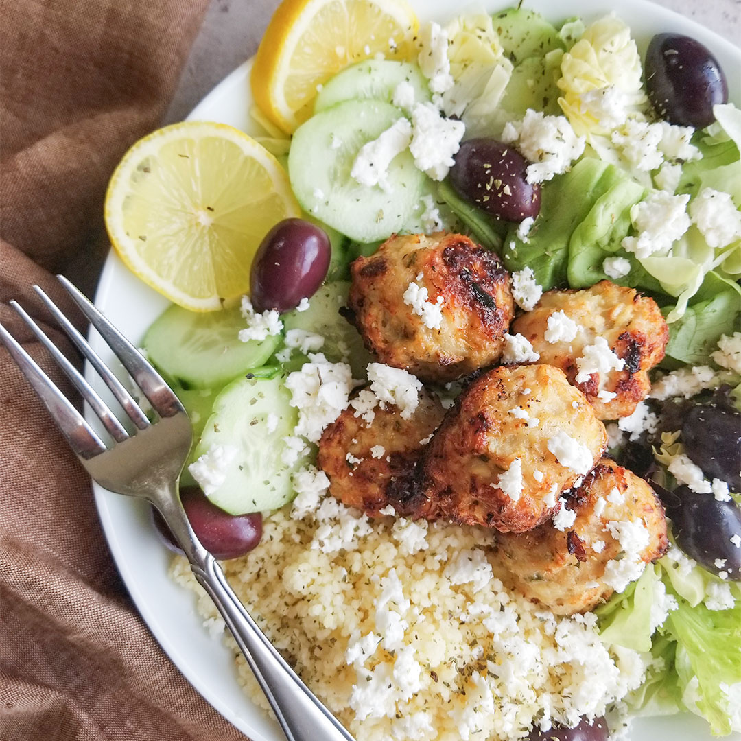 Chicken Meatball Salad Bowl with Couscous