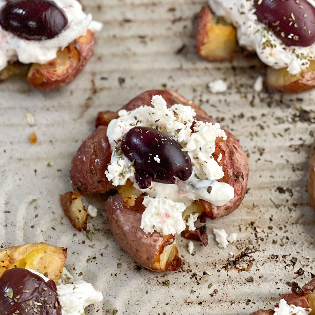 Mediterranean Inspired Smashed Potatoes